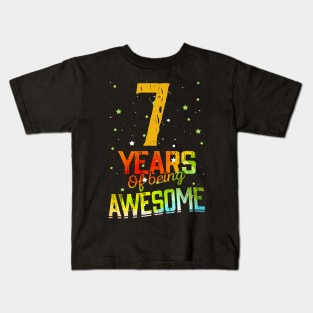 7th Birthday Girl Gift Vintage Retro 07 Years Of Being Awesome Gifts Funny 7 Years Old Boys Kids Kids T-Shirt